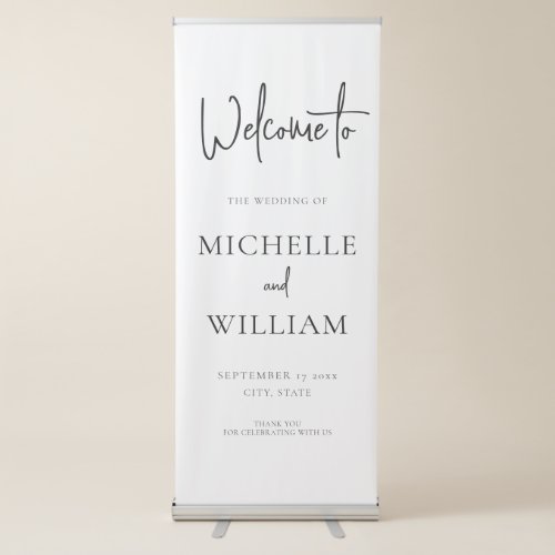 Simple Elegant Script Wedding Welcome Retractable Banner