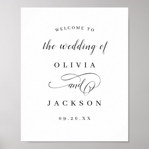 Simple elegant script wedding welcome sign