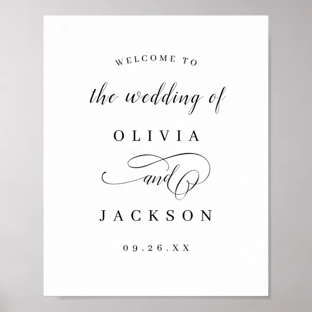 Simple elegant script wedding welcome sign | Zazzle