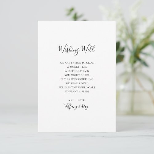Simple Elegant Script Wedding Wishing Well Card