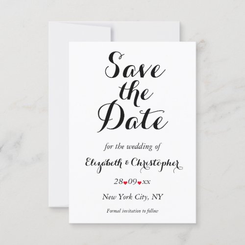 Simple Elegant Script White Wedding Engagement Save The Date