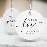 Simple elegant script with love Wedding Favor Tags<br><div class="desc">Modern minimalist script "with love" with couple's names and event date,  simple and elegant. great personalized favor tags. 
See all the matching pieces in the collection.</div>