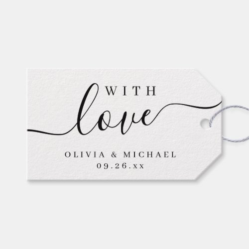 Simple elegant script with love wedding gift tags