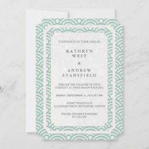 Simple Elegant Seafoam Green + White Beach Wedding Invitation