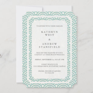 Simple Elegant Seafoam Green + White Beach Wedding Invitation