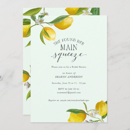 Simple elegant She found her main squeeze Bridal   Invitation