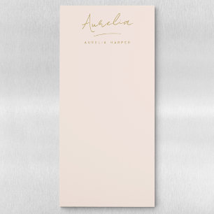 Simple Elegant Signature Minimalist Feminine Blush Magnetic Notepad