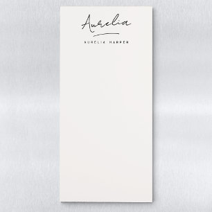 Simple Elegant Signature Minimalist Feminine Ivory Magnetic Notepad