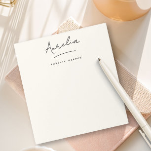Simple Elegant Signature Minimalist Feminine Ivory Notepad