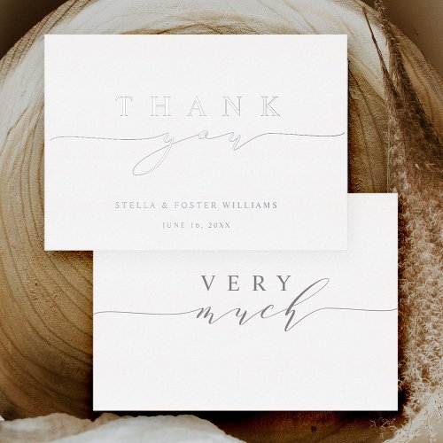 Simple  Elegant Silver Foil Thank You Card 