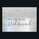 Simple Elegant Silver Glitter Bokeh  Bridesmaid  Invitation<br><div class="desc">Elegant silver glitter bokeh  bridesmaid card.</div>
