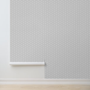 Simple Elegant Silver Gray White Polka Dot Pattern Wallpaper
