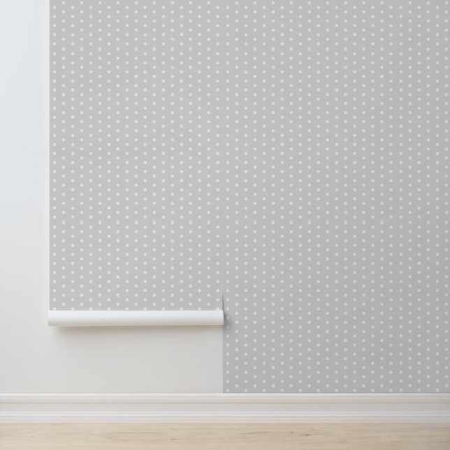 Simple Elegant Silver Gray White Polka Dot Pattern Wallpaper (Application)