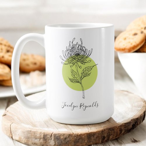 Simple Elegant Sketched Dahlia Botanical  Coffee Mug