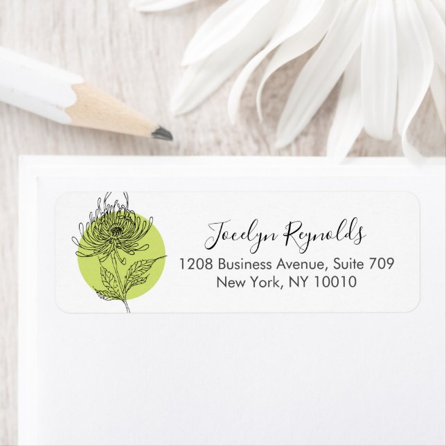Simple Elegant Sketched Dahlia Botanical Label (Insitu)