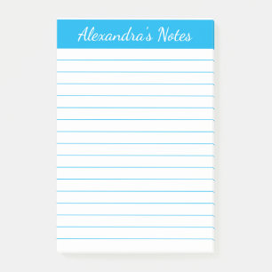 Simple Elegant Sky Blue Lined Personalized Post-it Notes