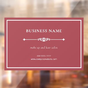 Simple Elegant Small Business White on Dusty Red Window Cling