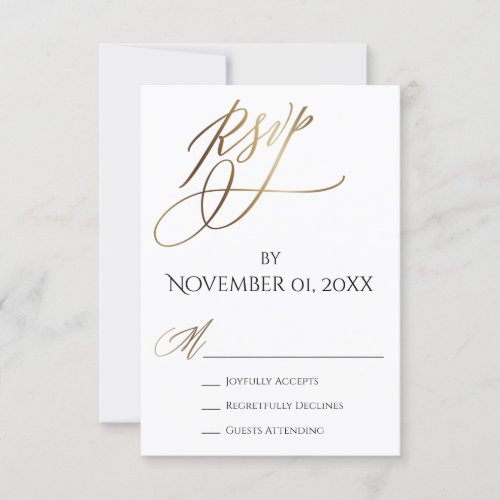 Simple Elegant Smooth Gold Typography RSVP Card