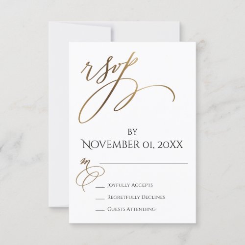 Simple Elegant Smooth Gold Typography RSVP Card