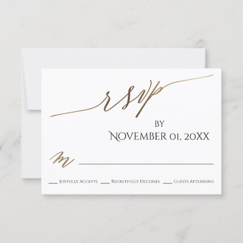 Simple Elegant Smooth Gold Typography RSVP Card