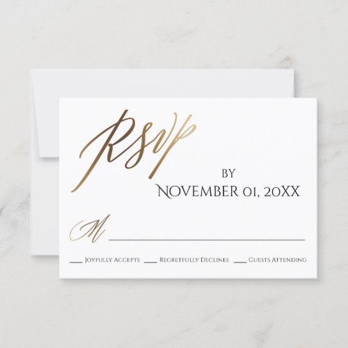 Simple Elegant Smooth Gold Typography RSVP Card