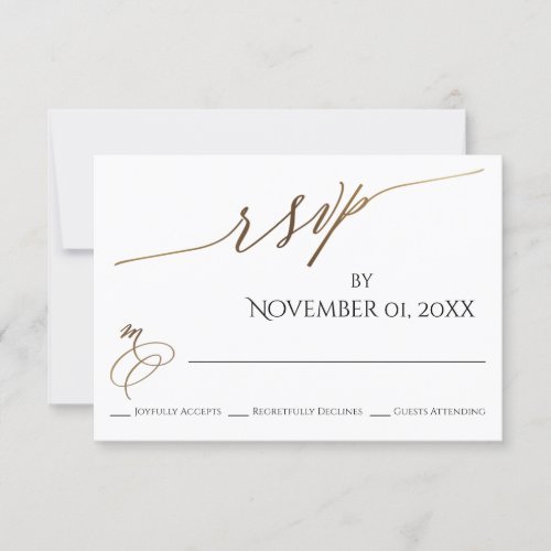 Simple Elegant Smooth Gold Typography RSVP Card