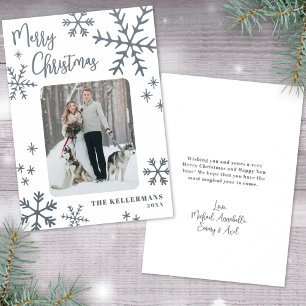 Simple Elegant Snowflake Christmas Letterpress Photo Cards