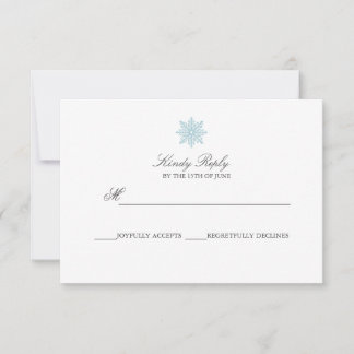 Simple Elegant Snowflake Light Blue wedding RSVP Card