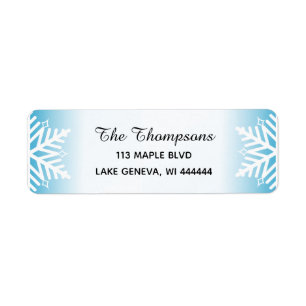 Simple Elegant Snowflakes Blue Gradient Label