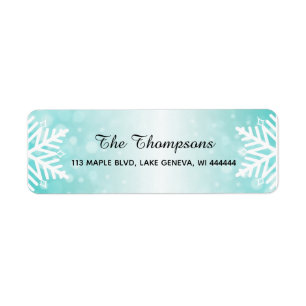 Simple Elegant Snowflakes Teal Gradient Label