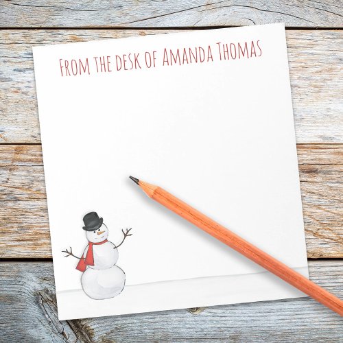 Simple Elegant Snowman Modern Christmas Notepad