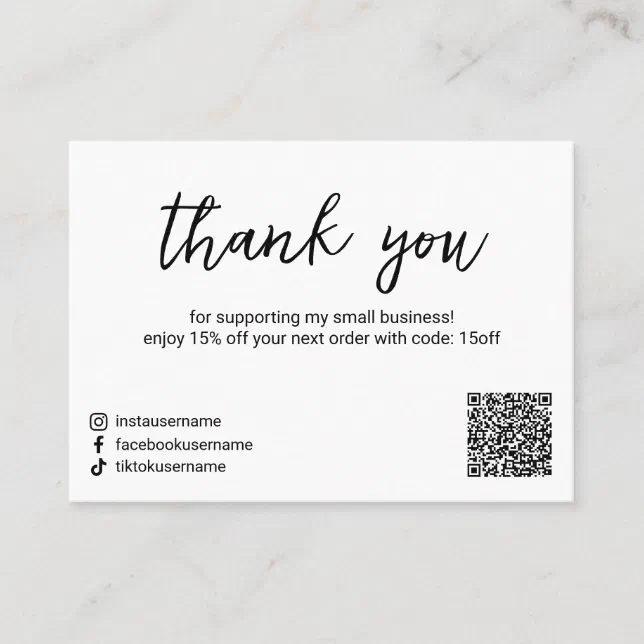 Simple Elegant Social Media Icons QR Code Modern Discount Card Zazzle