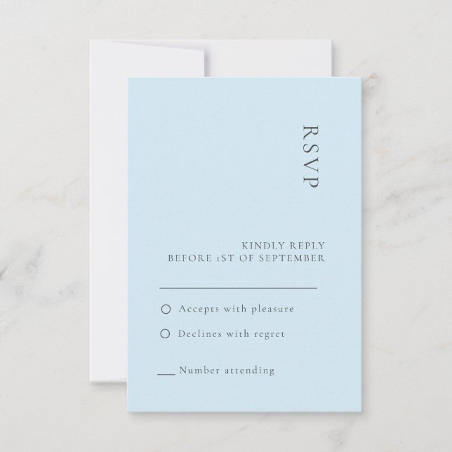 Simple Elegant Soft Blue Wedding RSVP card (Front)