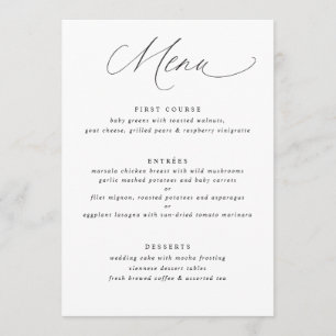Simple Elegant Soft Calligraphy Wedding Menu