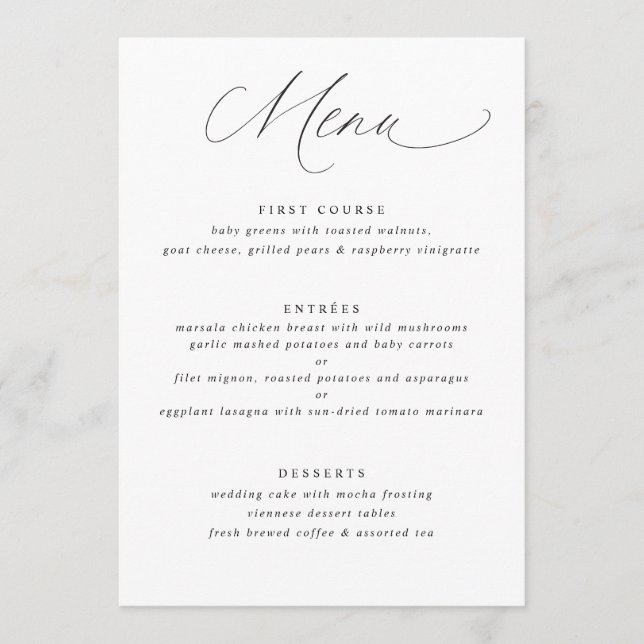 Simple Elegant Soft Calligraphy Wedding Menu (Front)