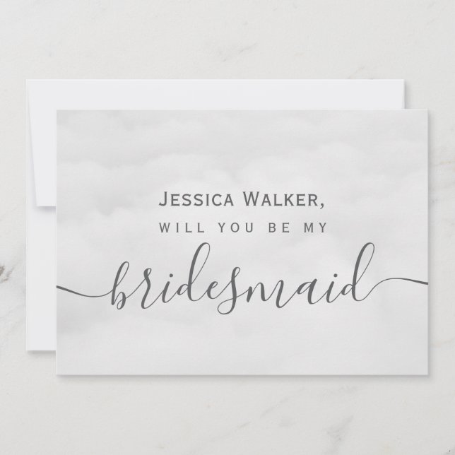 Simple Elegant Soft Cloud my bridesmaid Invitation (Front)