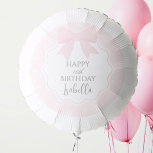 Simple Elegant Soft Pastel Pink Bow Happy Birthday Balloon