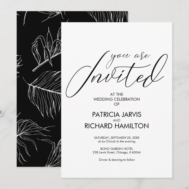 Simple Elegant & Sophisticated Wedding Invitations (Front/Back)