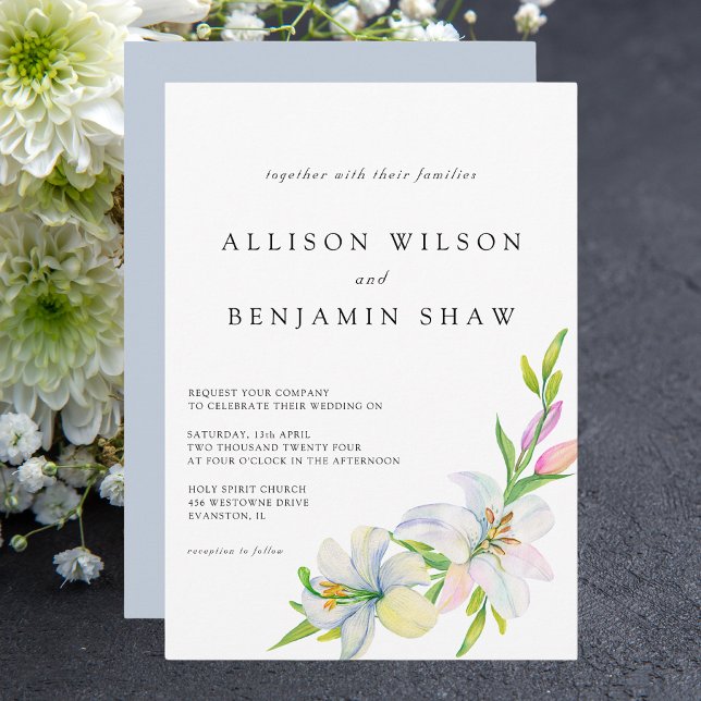 Simple Elegant Spring Summer Watercolor Wedding Invitation (Creator Uploaded)