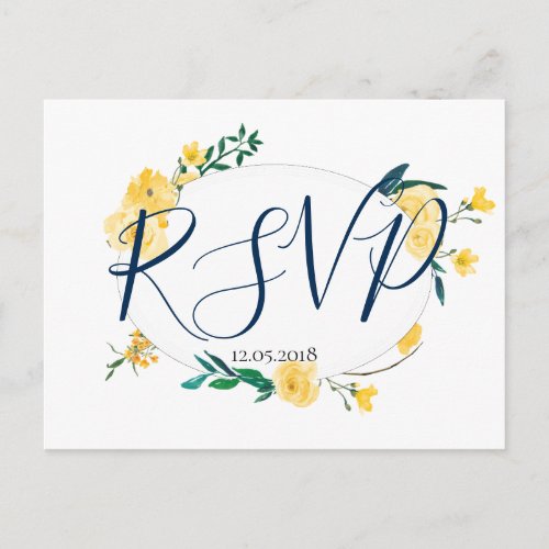 Simple Elegant Spring Yellow Flowers RSVP Card