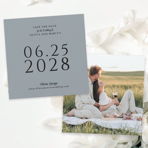 Simple Elegant Square Save the Date with Photo