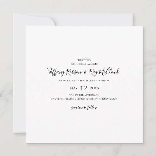 Simple Elegant Square Wedding Invitation