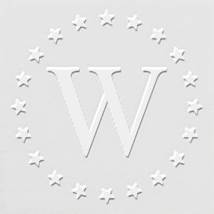 Simple Elegant Star Frame Single Initial Monogram  Embosser