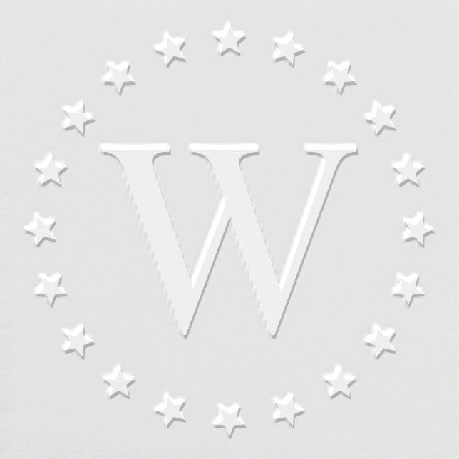Simple Elegant Star Frame Single Initial Monogram  Embosser (Design)