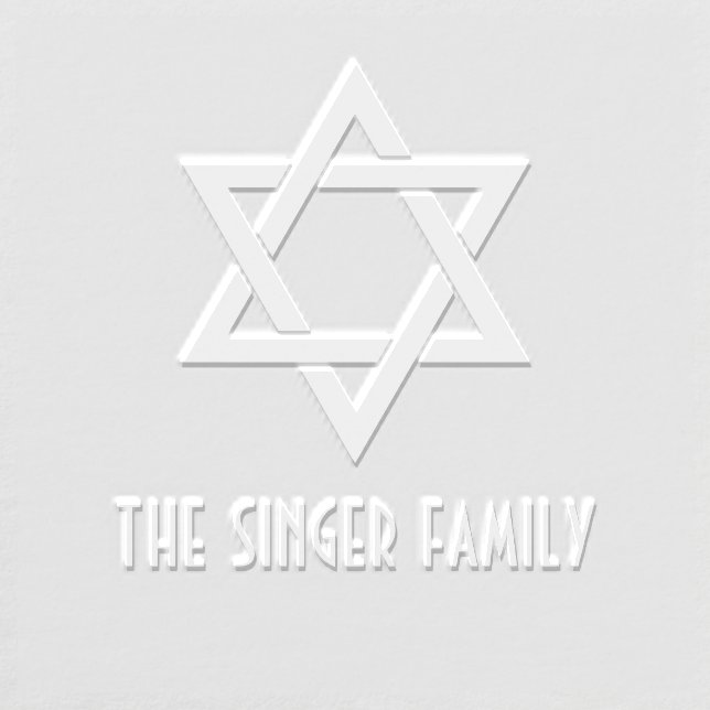 Simple Elegant Star of David #3 Family Name Embosser (Design)
