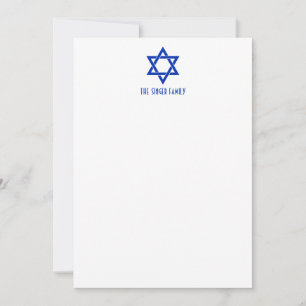 Simple Elegant Star of David #3 Family Name Note Card