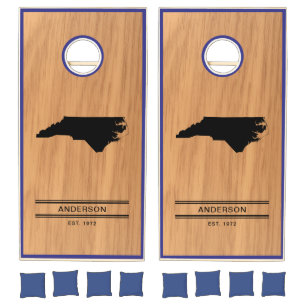 Simple Elegant State of North Carolina Woodgrain Cornhole Set