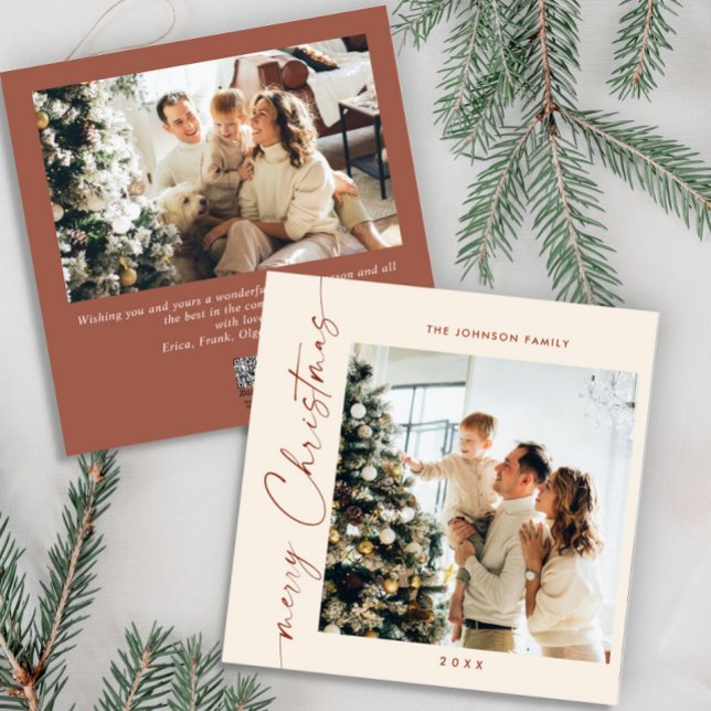 Simple Elegant Stylish 2 PHOTO Christmas Greeting Holiday Card (Creator Uploaded)