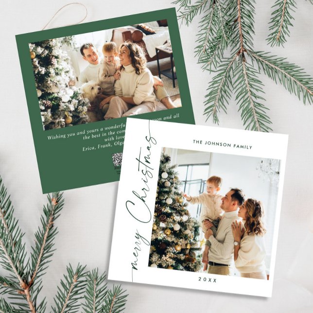 Simple Elegant Stylish 2 PHOTO Christmas Greeting Holiday Card (Creator Uploaded)