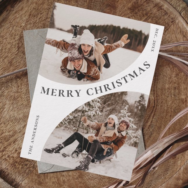 Simple Elegant Stylish 3 PHOTO Christmas QR code Holiday Card (Simple Elegant Stylish 3 PHOTO Christmas QR code Holiday Card)